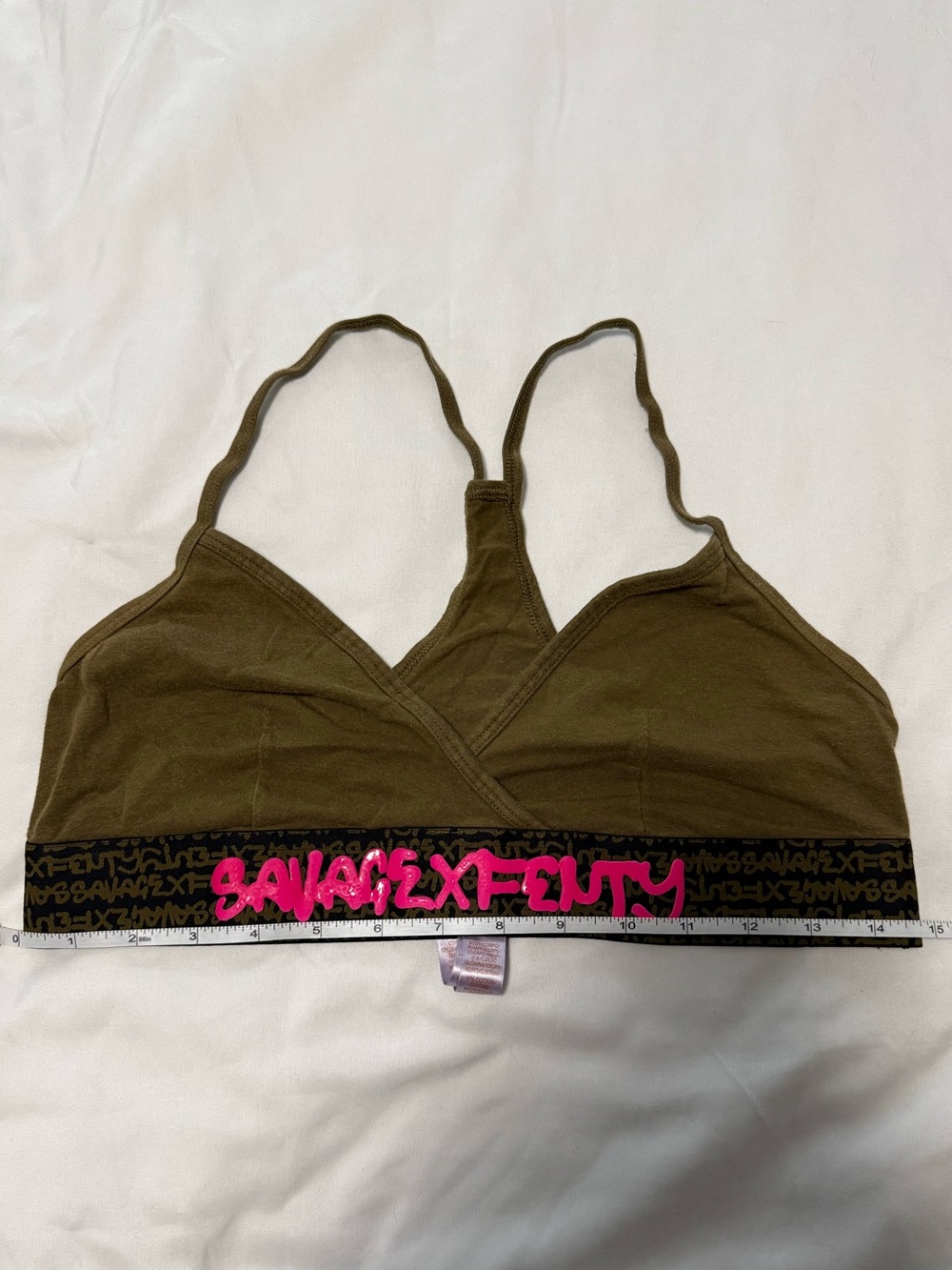 Savage X Fenty Olive Crossover Wireless Bralette with Logo Band